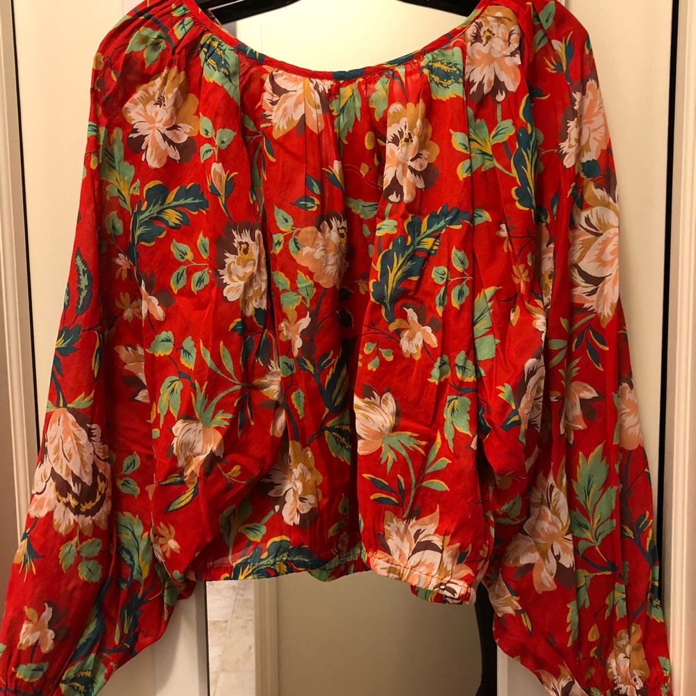 NEW MAEVE ANTHROPOLOGY RED CROP TOP